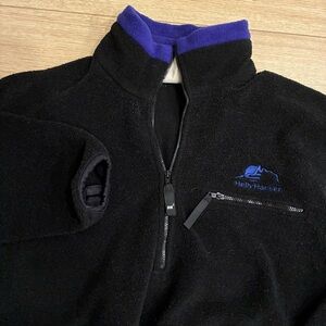 Vintage Helly Hansen Men’s Fleece Pullover Black Purple Quarter Zip Size S